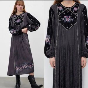 ZARA long embroidered gothic dress - Size US XXL
